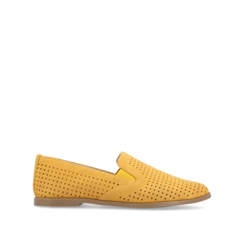 LUCIE LOAFER FLATS IN FAUX SUEDE - Mustard3 Faux made by Journee Collection