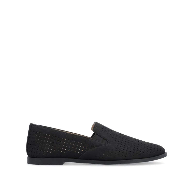 LUCIE LOAFER FLATS IN FAUX SUEDE - Black sold by Journee Collection