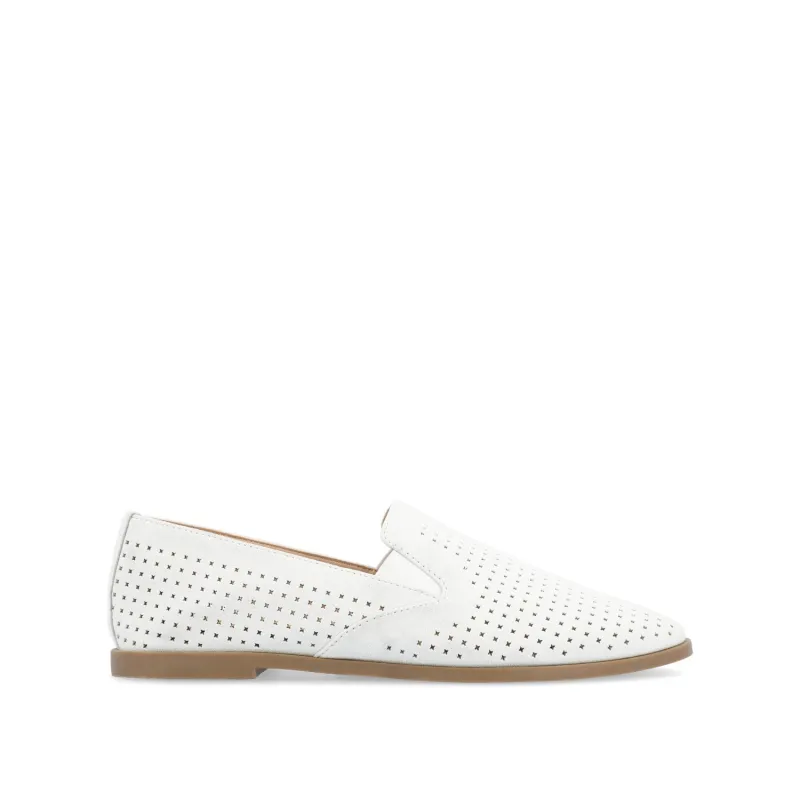 LUCIE LOAFER FLATS IN FAUX SUEDE - White made by Journee Collection