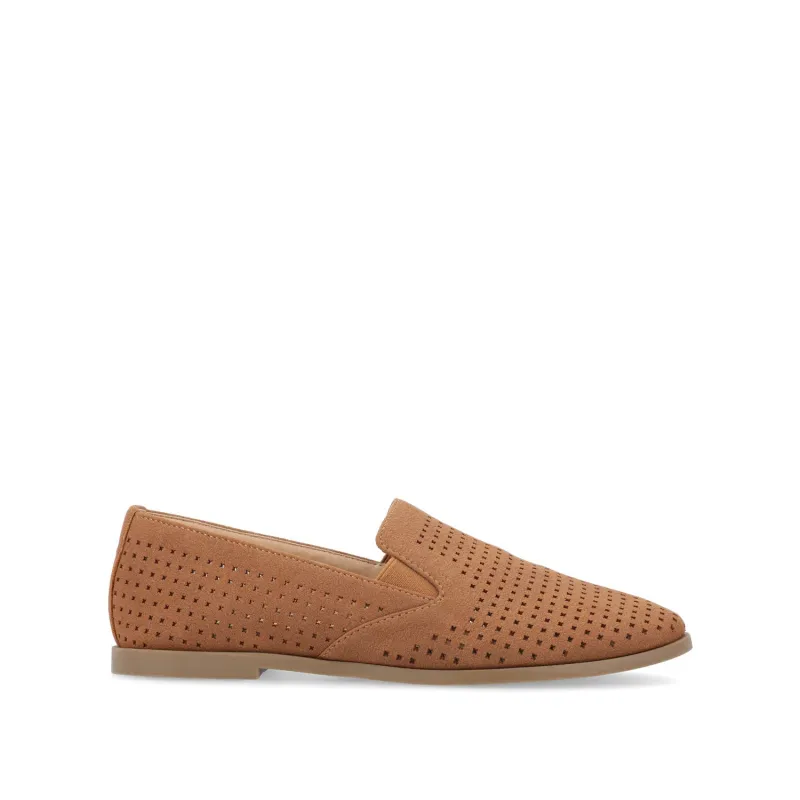 LUCIE LOAFER FLATS IN FAUX SUEDE - Brown made by Journee Collection