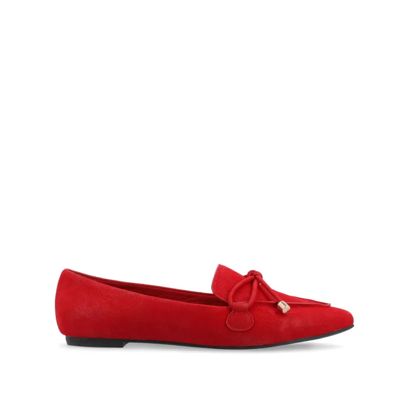 MURIEL LOAFER FLATS IN FAUX SUEDE - Red sold by Journee Collection