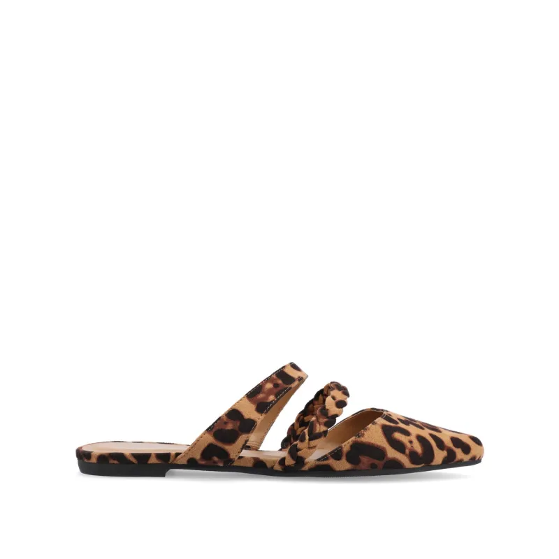 OLIVEA MULE FLATS IN NARROW - Leopard Faux made by Journee Collection