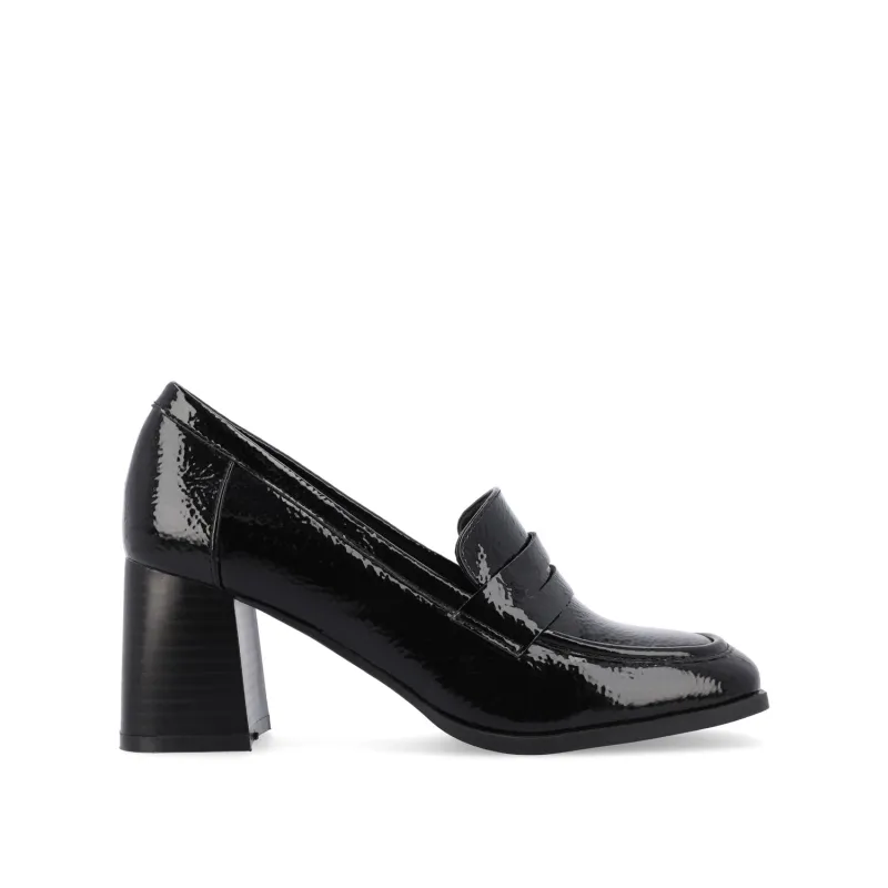 MALLEAH BLOCK HEEL LOAFERS - Patent Black sold by Journee Collection