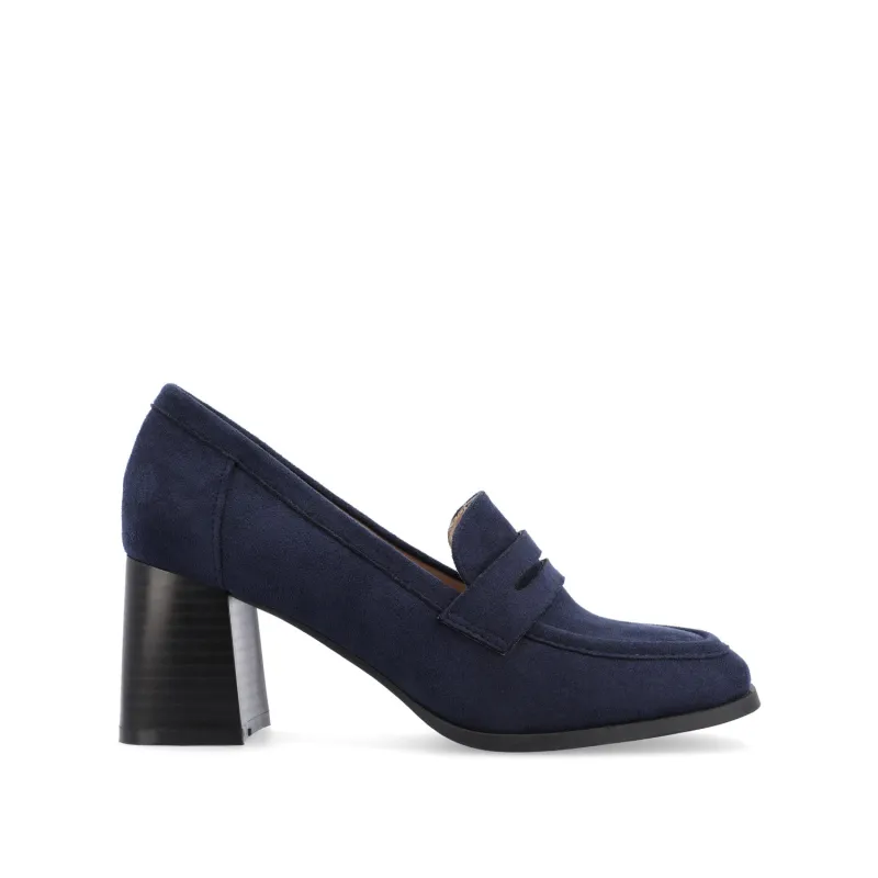 MALLEAH BLOCK HEEL LOAFERS - Navy Nubuck sold by Journee Collection