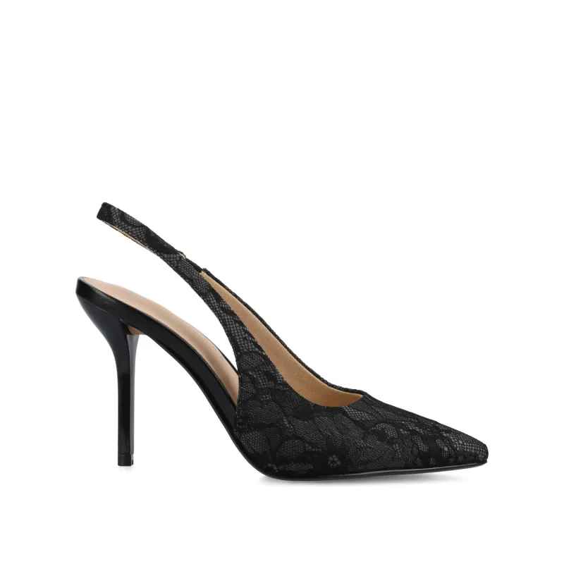 ELENNEY SLINGBACK STILETTO HEELS IN STATEMENT - Black Lace sold by Journee Collection
