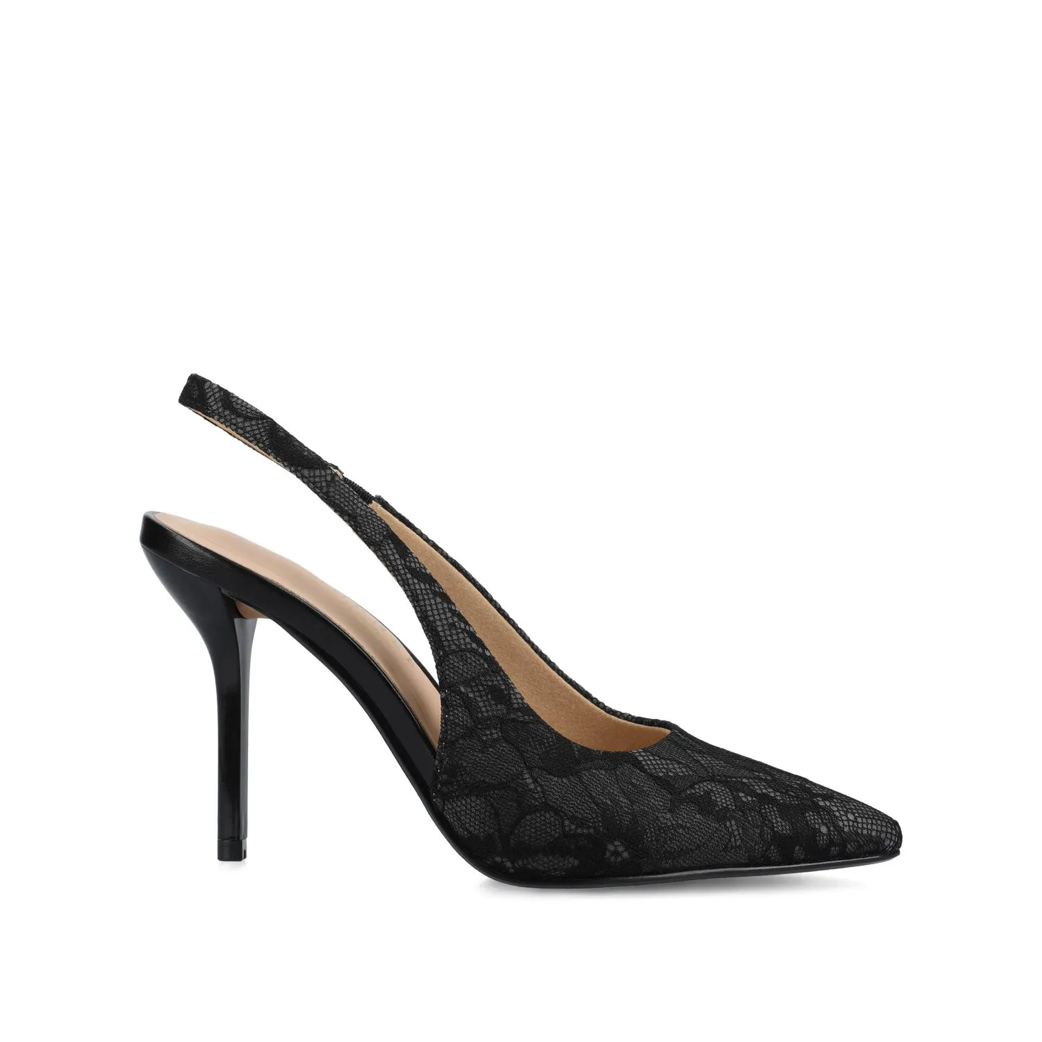 ELENNEY SLINGBACK STILETTO HEELS IN STATEMENT - Black Lace sold by Journee Collection