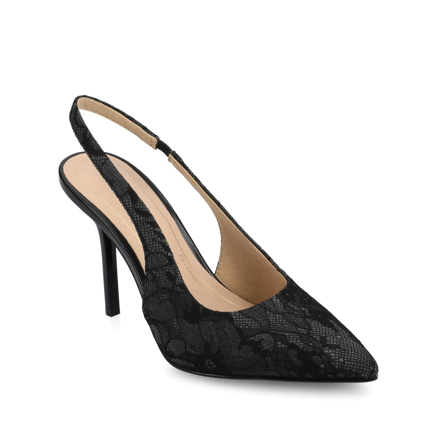 ELENNEY SLINGBACK STILETTO HEELS IN STATEMENT - Black Lace sold by Journee Collection product image thumbnail 2