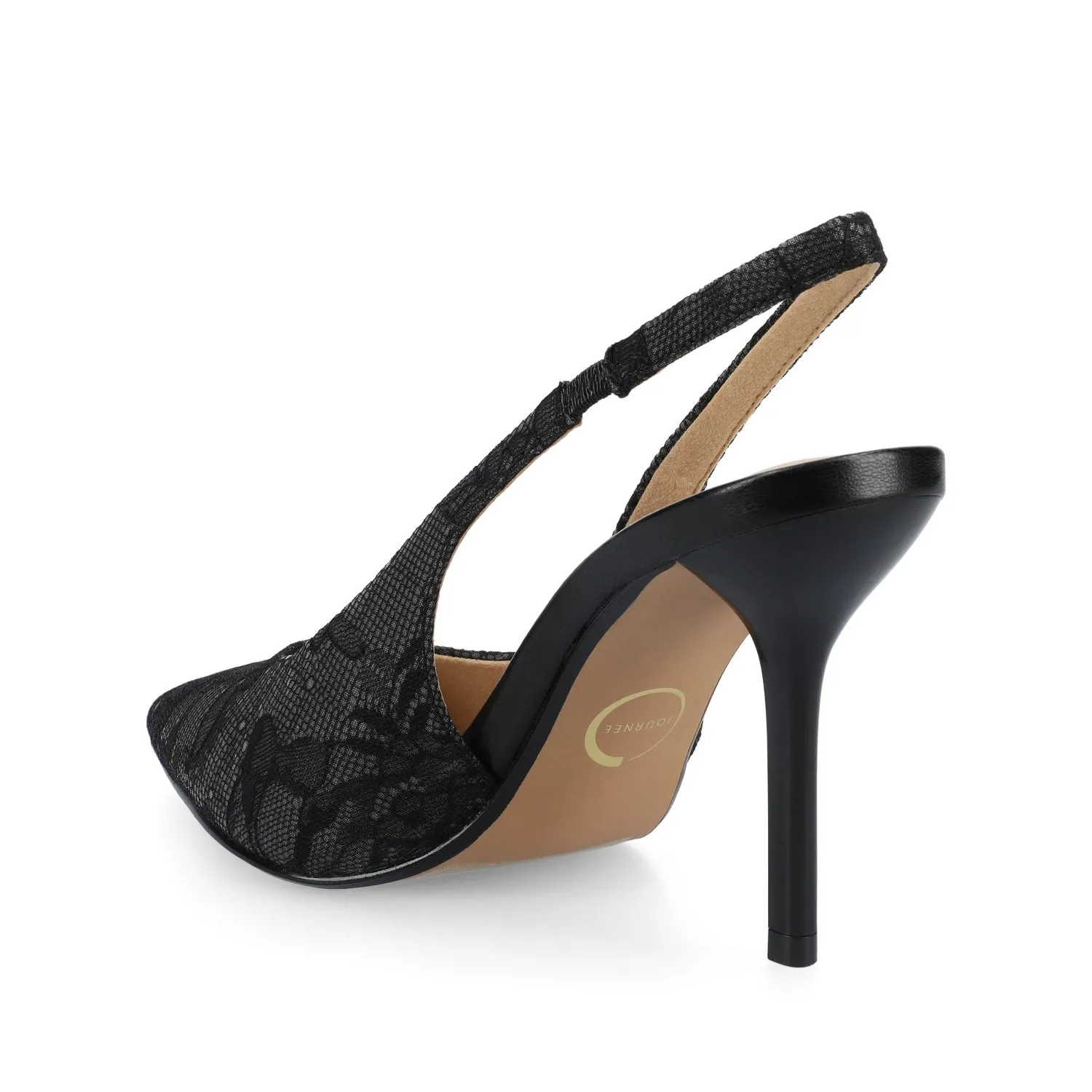 ELENNEY SLINGBACK STILETTO HEELS IN STATEMENT - Black Lace sold by Journee Collection product image thumbnail 3