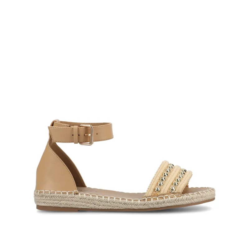 TRISTEEN ESPADRILLE SANDALS IN FABRIC - Tan/Beading sold by Journee Collection
