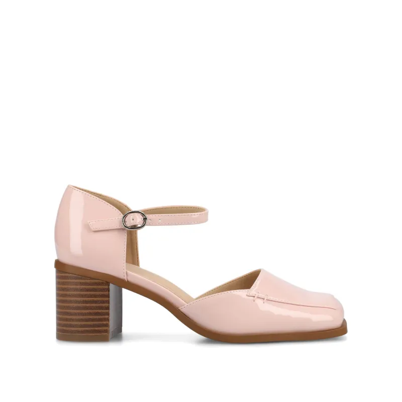 EVANGELINE BLOCK D'ORSAY HEELS IN PATENT - Patent Pink sold by Journee Collection