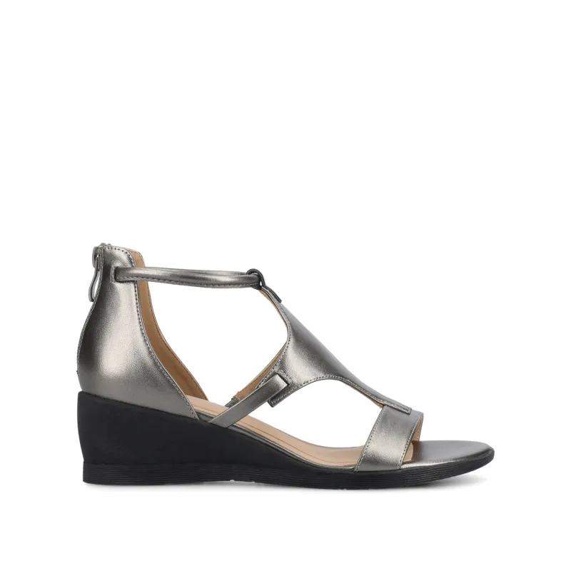 TRAYLE GLADIATOR SANDALS IN VEGAN LEATHER - Pewter sold by Journee Collection