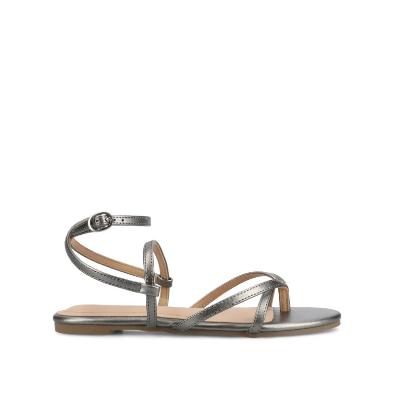 SERISSA CRISSCROSS SANDAL IN VEGAN LEATHER - Pewter made by Journee Collection