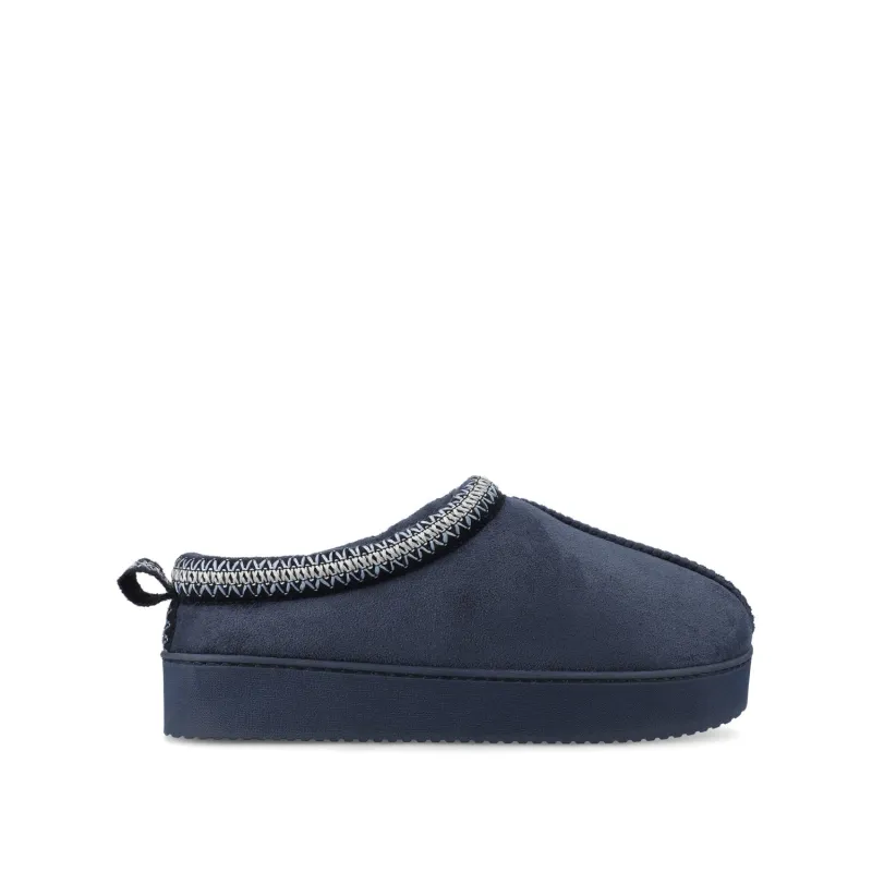CONNWAY SLIPPERS IN FAUX SUEDE - Navy Faux Suede sold by Journee Collection