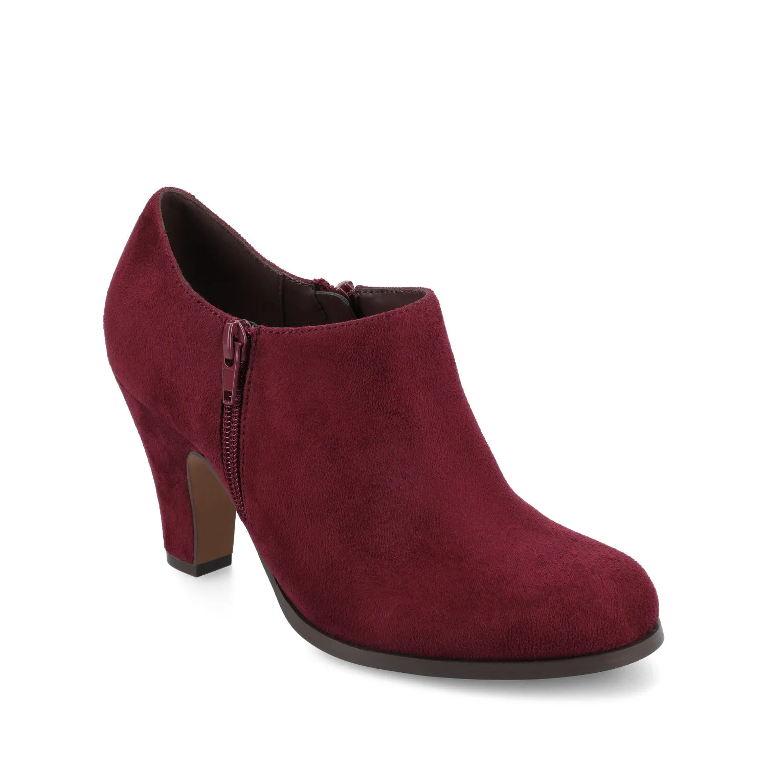 SANZI ZIP-UP BOOTIES IN FAUX SUEDE - Oxblood Suede sold by Journee Collection product image thumbnail 2