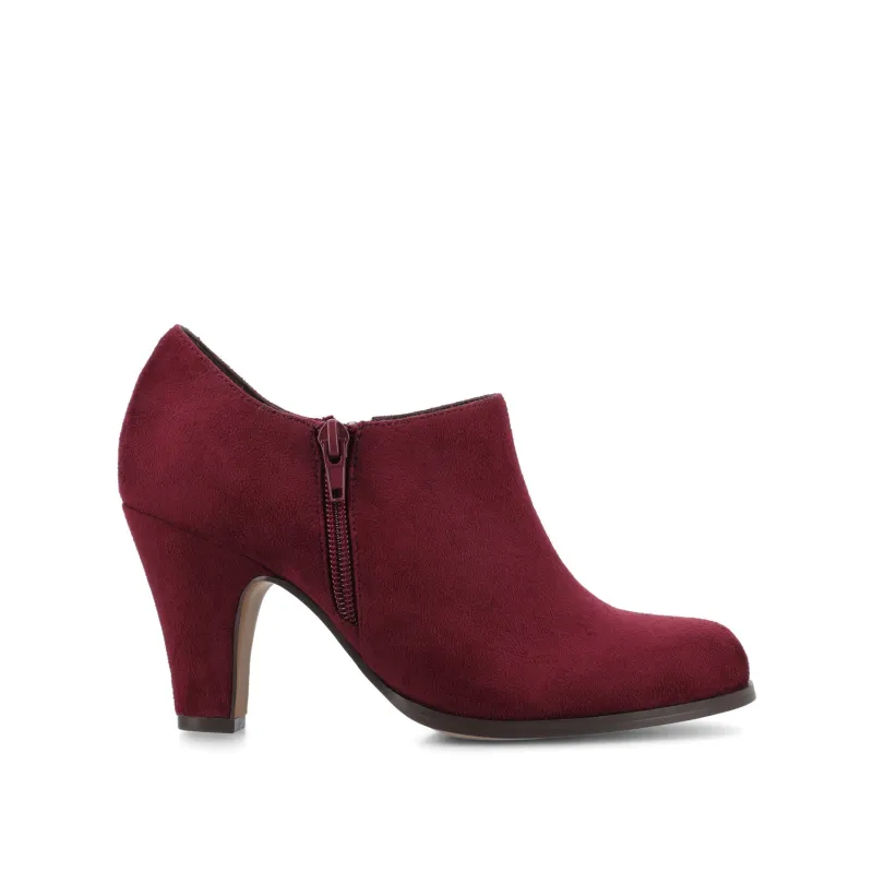 SANZI ZIP-UP BOOTIES IN FAUX SUEDE - Oxblood Suede made by Journee Collection