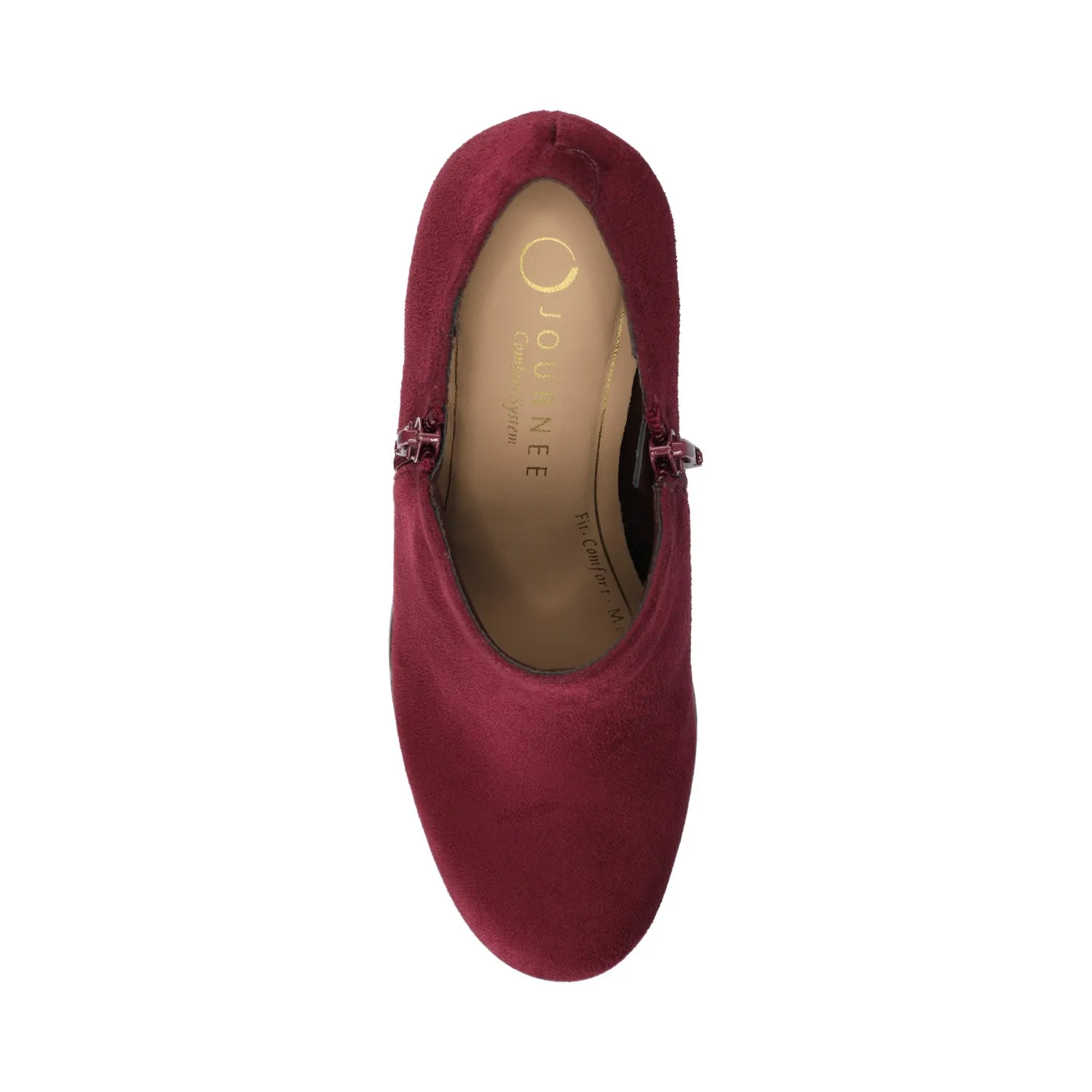 SANZI ZIP-UP BOOTIES IN FAUX SUEDE - Oxblood Suede sold by Journee Collection product image thumbnail 4