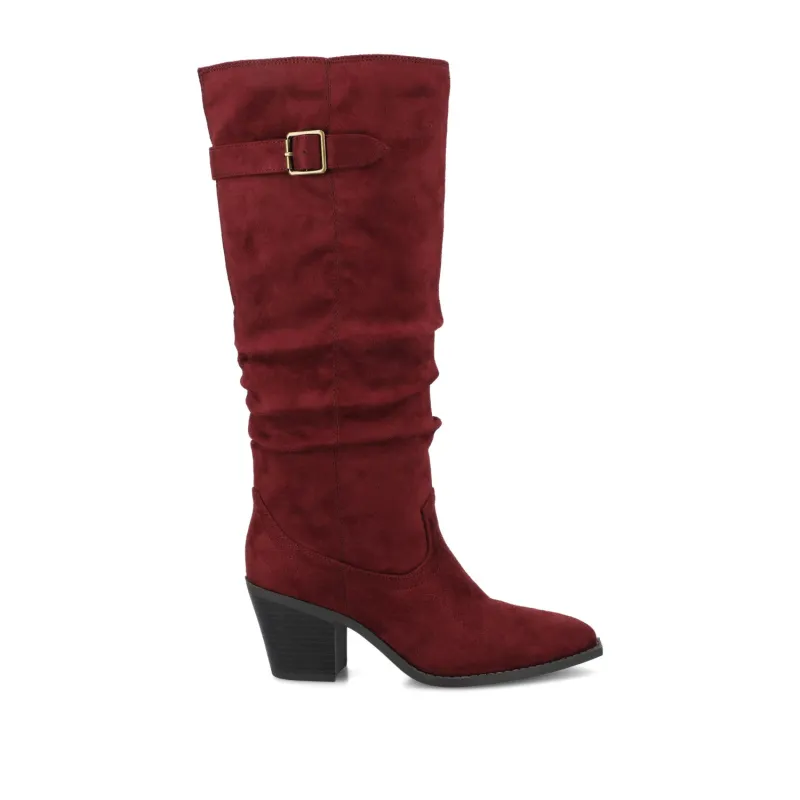 KALEAH KNEE HIGH SLOUCHY BOOT - Oxblood Suede made by Journee Collection