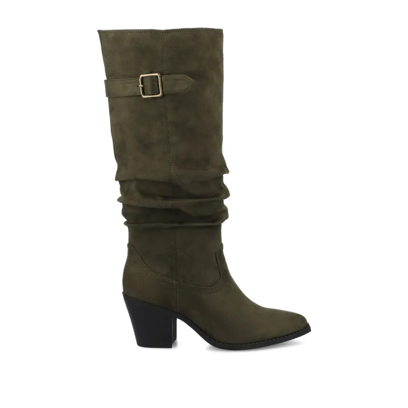 KALEAH KNEE HIGH SLOUCHY BOOT - Olive Suede made by Journee Collection