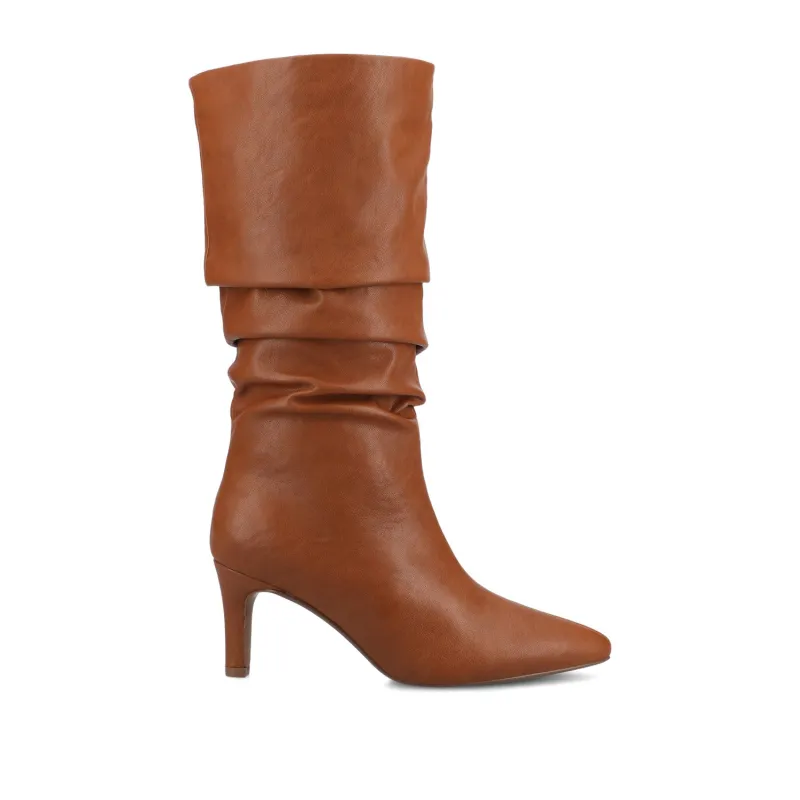 SONNET SLOUCHY BOOTS IN WIDE CALF - Rust Pebble made by Journee Collection