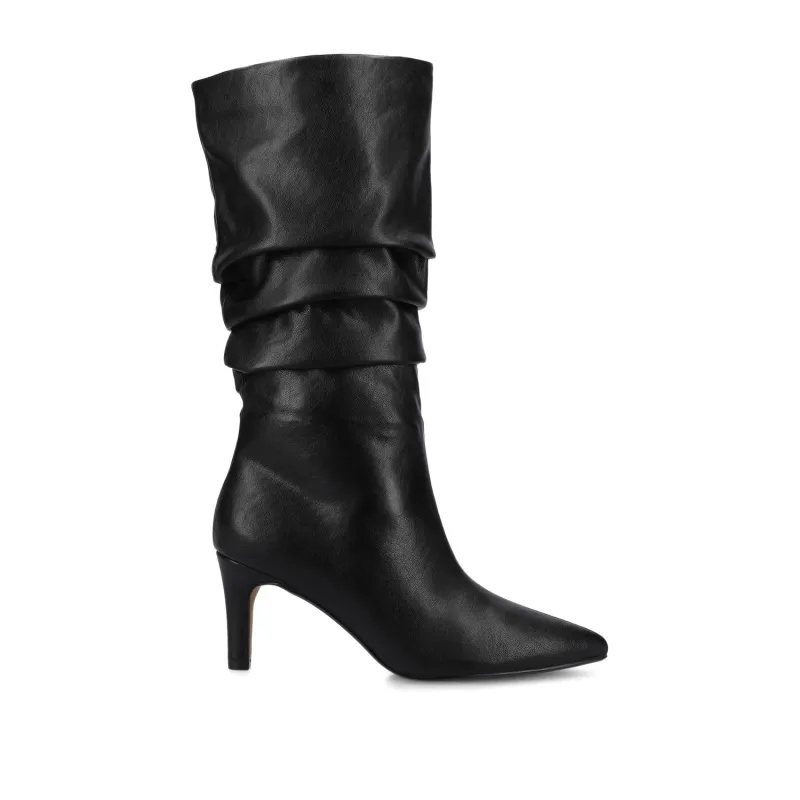 SONNET SLOUCHY BOOTS IN WIDE CALF - Black Pebble made by Journee Collection