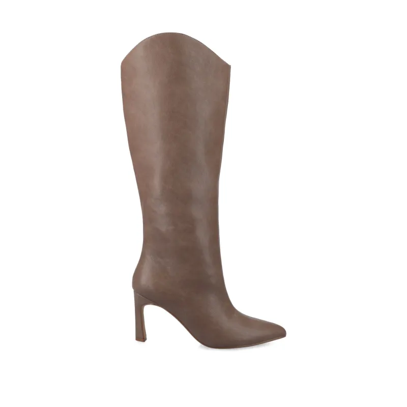REHELA VEGAN LEATHER KNEE HIGH BOOTS IN WIDE - Greige Pebble made by Journee Collection