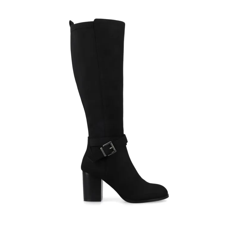 AVALONN KNEE HIGH DRESS BOOTS IN WIDE - Black Suede made by Journee Collection