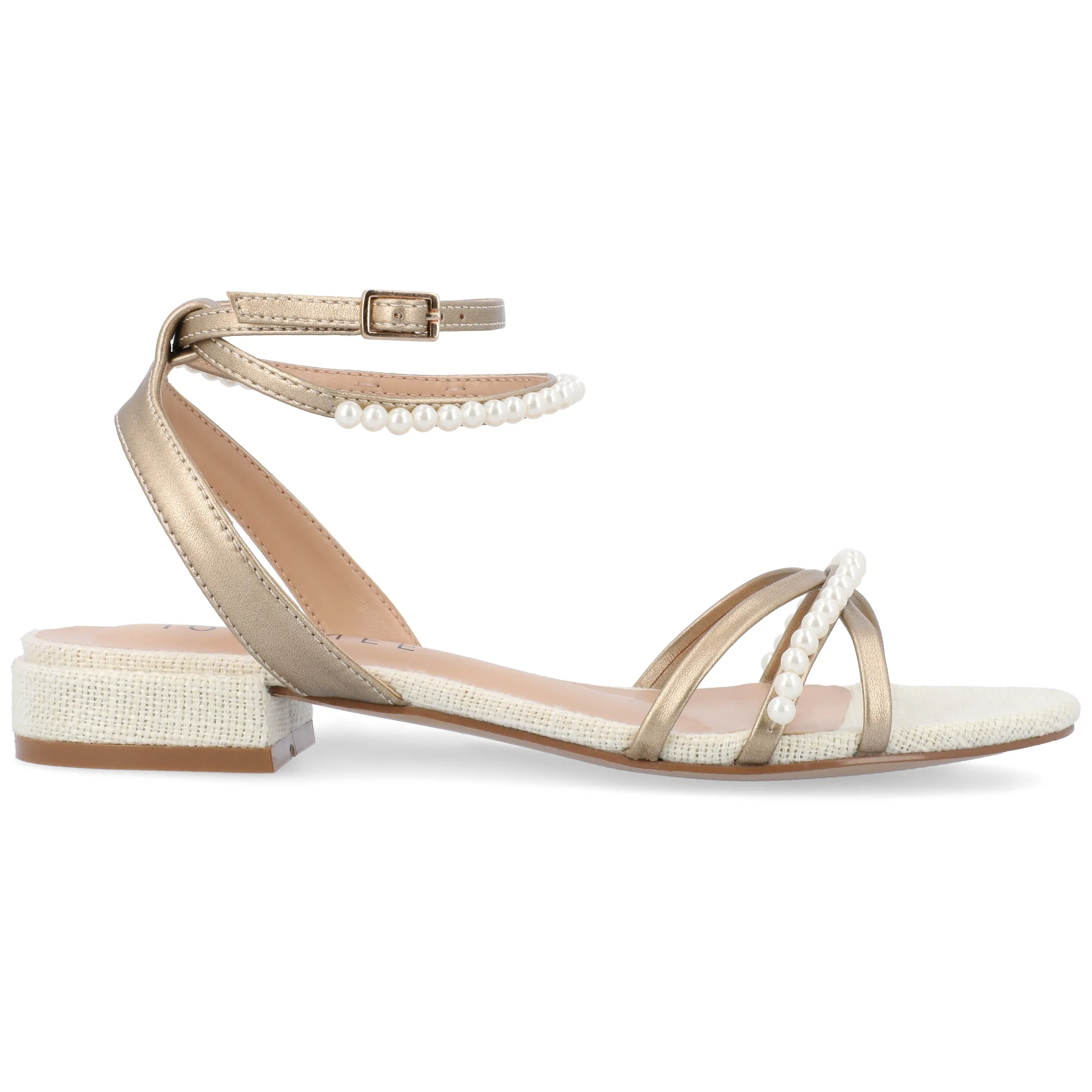 TULSI STRAPPY LOW BLOCK HEELS IN FAUX LEATHER sold by Journee Collection