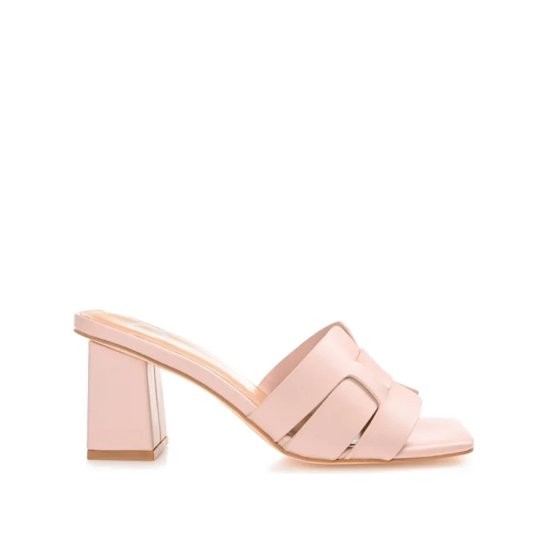 RENATTA BLOCK HEEL MULES IN FAUX LEATHER sold by Journee Collection