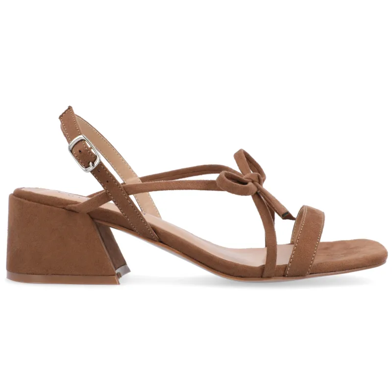 AMITY STRAPPY LOW BLOCK HEELS IN FAUX SUEDE sold by Journee Collection