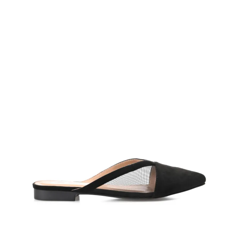 REEO MULE FLATS IN FAUX SUEDE & MESH sold by Journee Collection