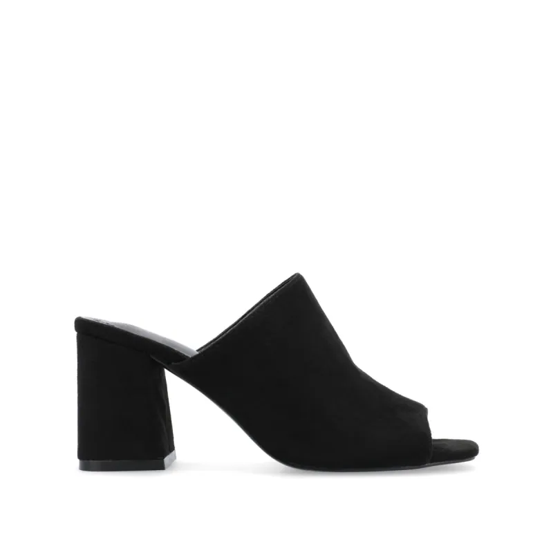 ADELAIDE MULE BLOCK HEELS IN FAUX SUEDE sold by Journee Collection