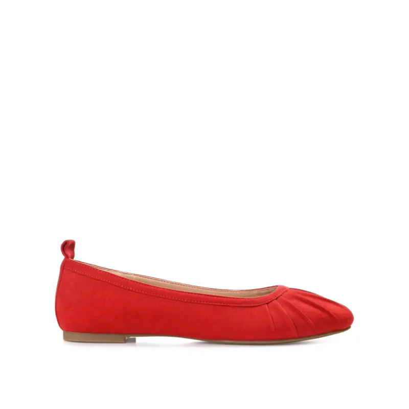 TANNYA RUCHED BALLET FLATS IN FAUX SUEDE sold by Journee Collection