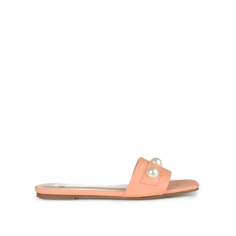 LEONIE SLIDE SANDALS IN FAUX LEATHER sold by Journee Collection