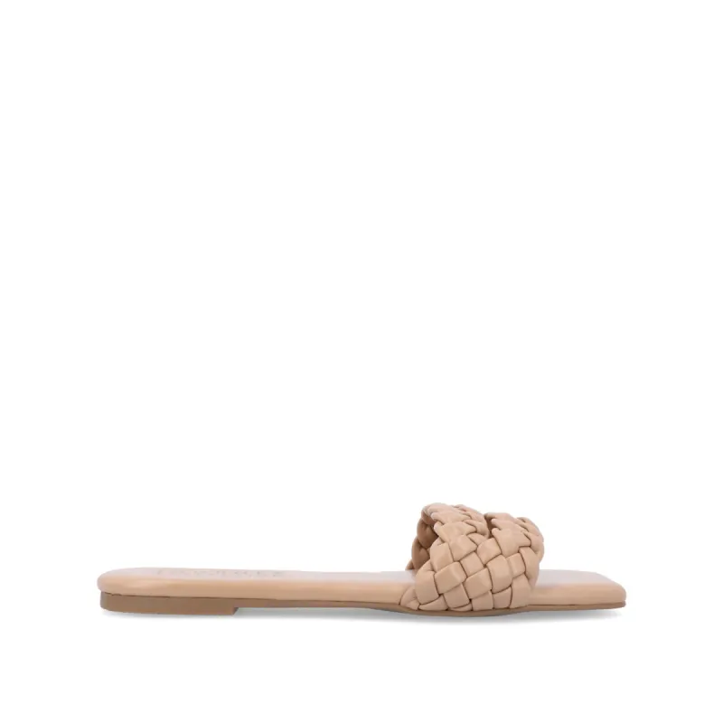 SAWYERR STATEMENT SLIDE SANDALS IN WIDE sold by Journee Collection