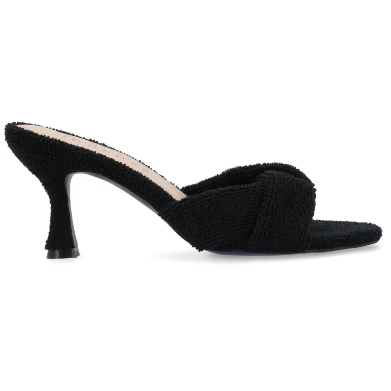 MANNON BACKLESS KITTEN HEEL IN TERRY CLOTH sold by Journee Collection