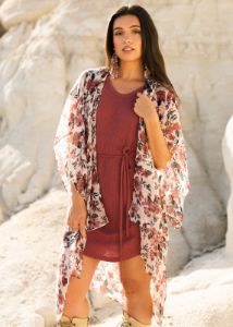 Women's Avalon Duster in Fall Floral sold by Joyfolie