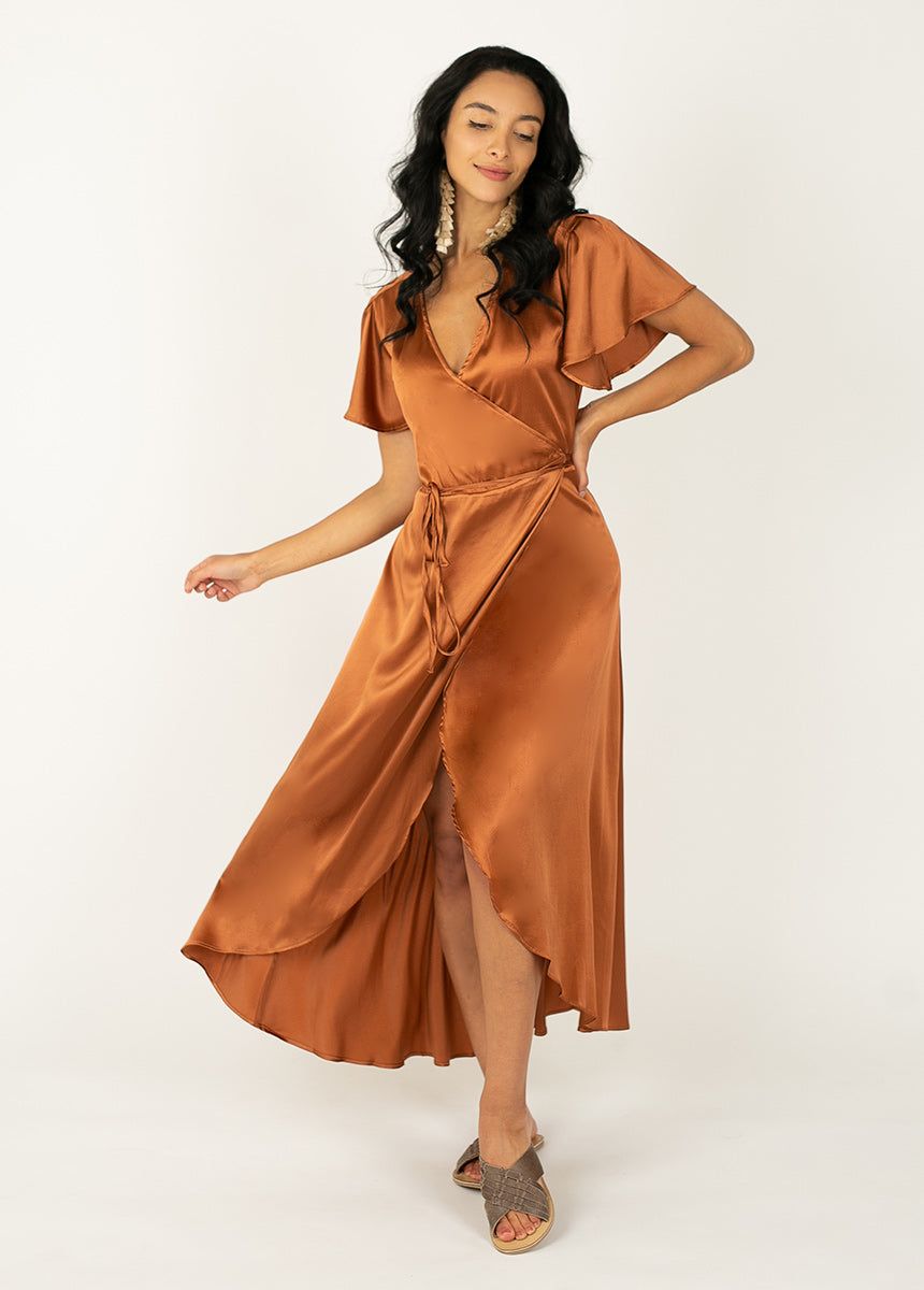 Giulia Silk Dress in Copper sold by Joyfolie product image thumbnail 5