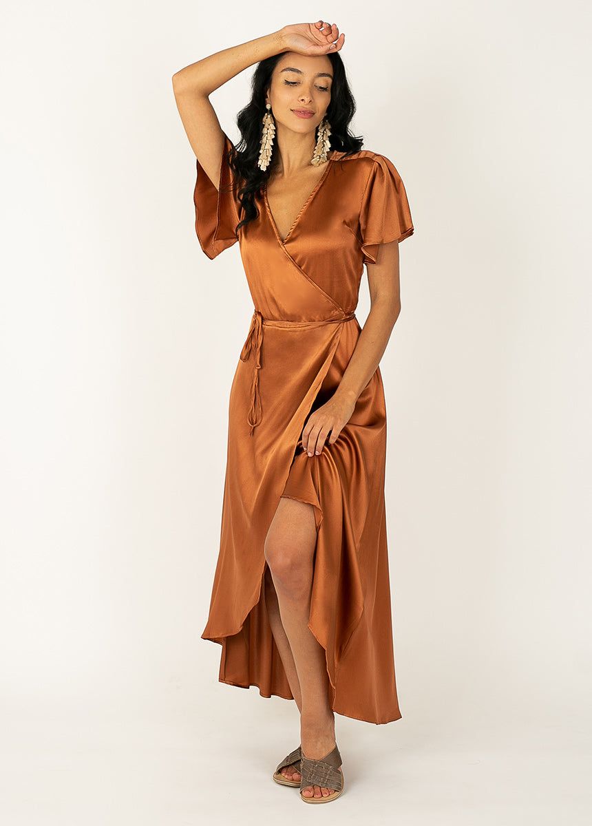 Giulia Silk Dress in Copper sold by Joyfolie product image thumbnail 4