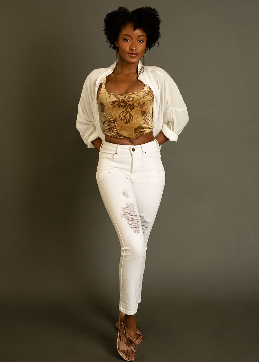 Clancy Girlfriend Denim in White sold by Joyfolie product image thumbnail 3