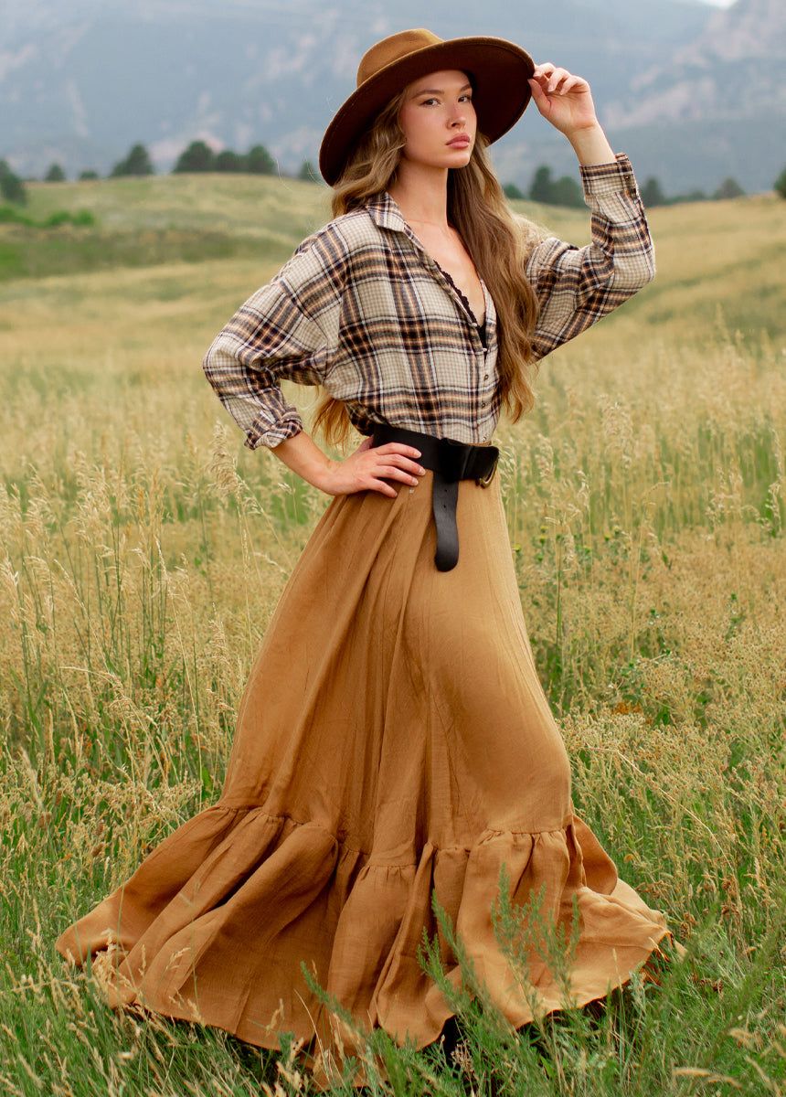 Marika Top in Neutral Plaid sold by Joyfolie product image thumbnail 5