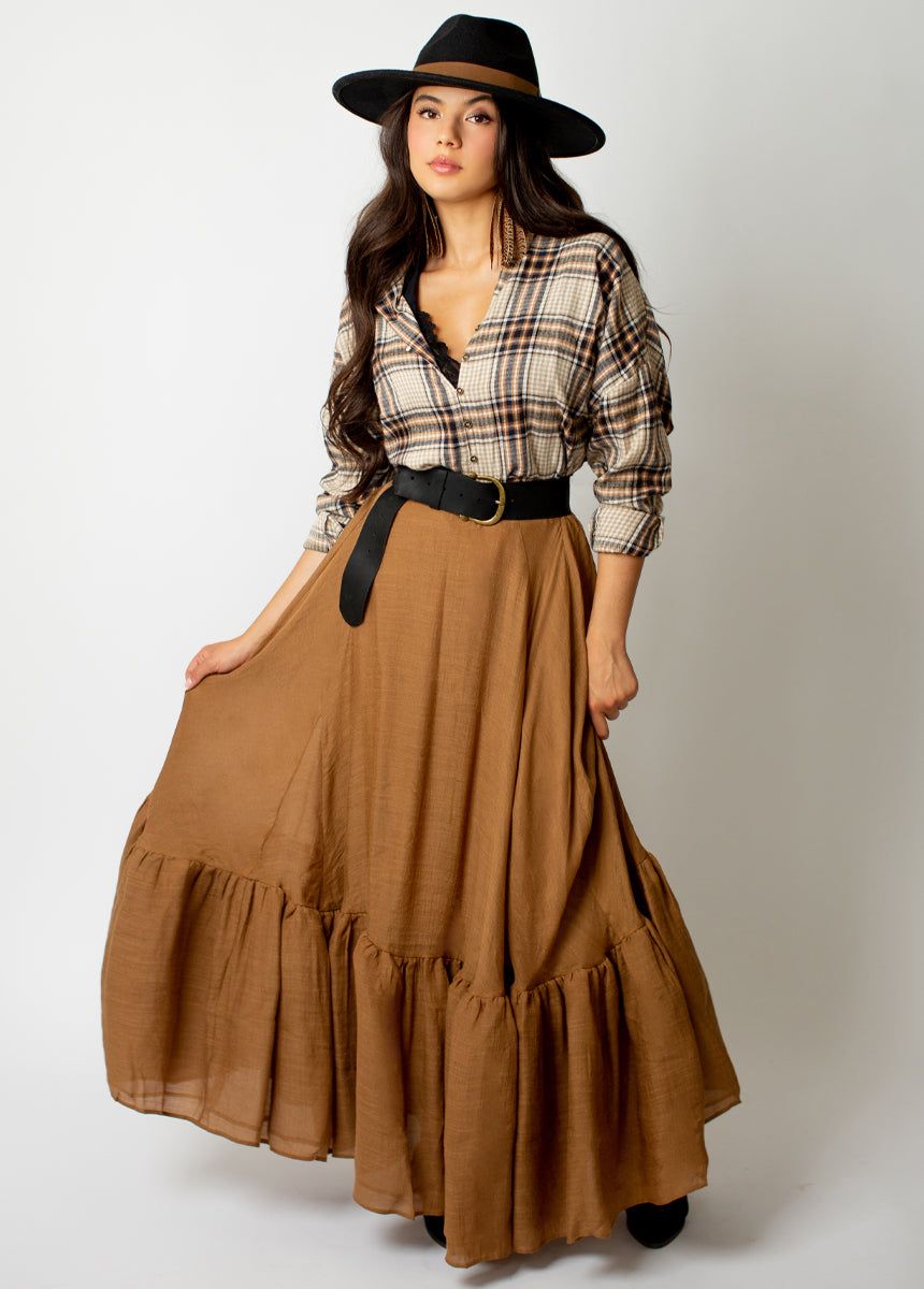 Marika Top in Neutral Plaid sold by Joyfolie product image thumbnail 4