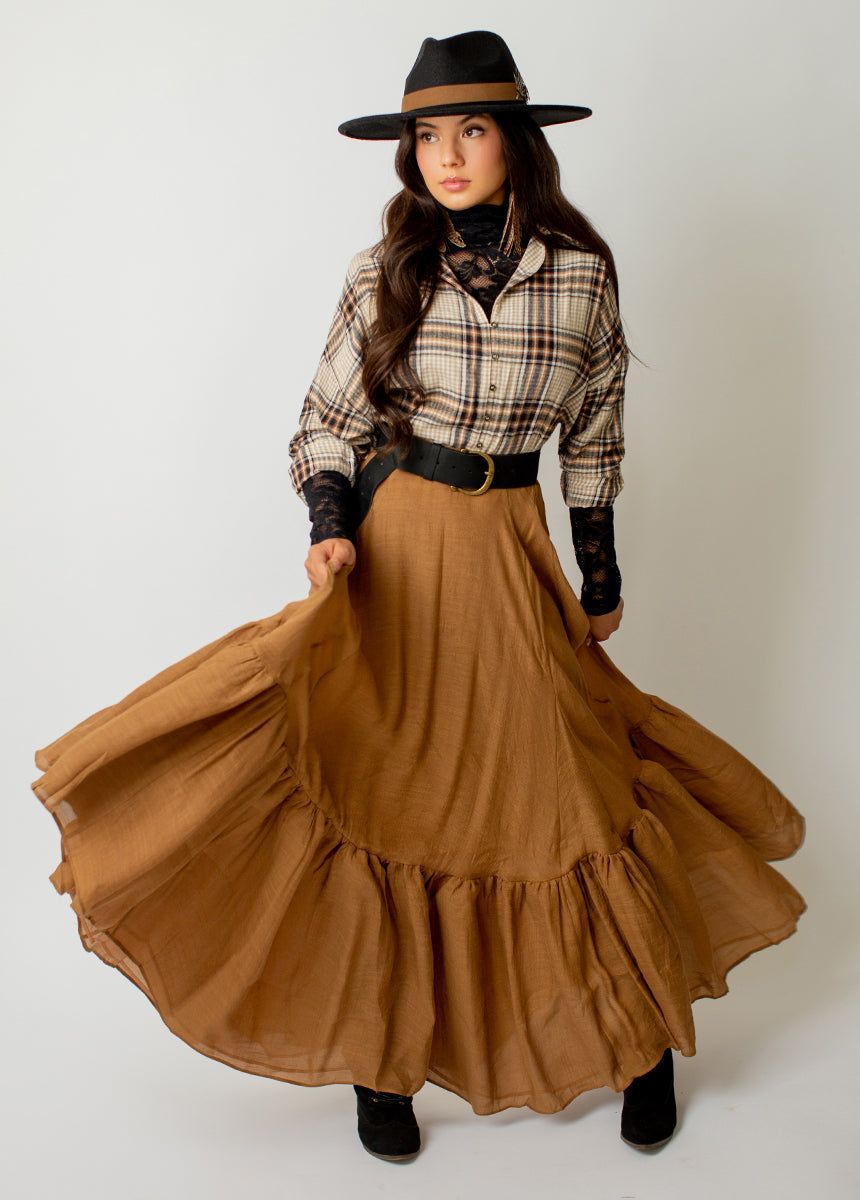 Marika Top in Neutral Plaid sold by Joyfolie product image thumbnail 3