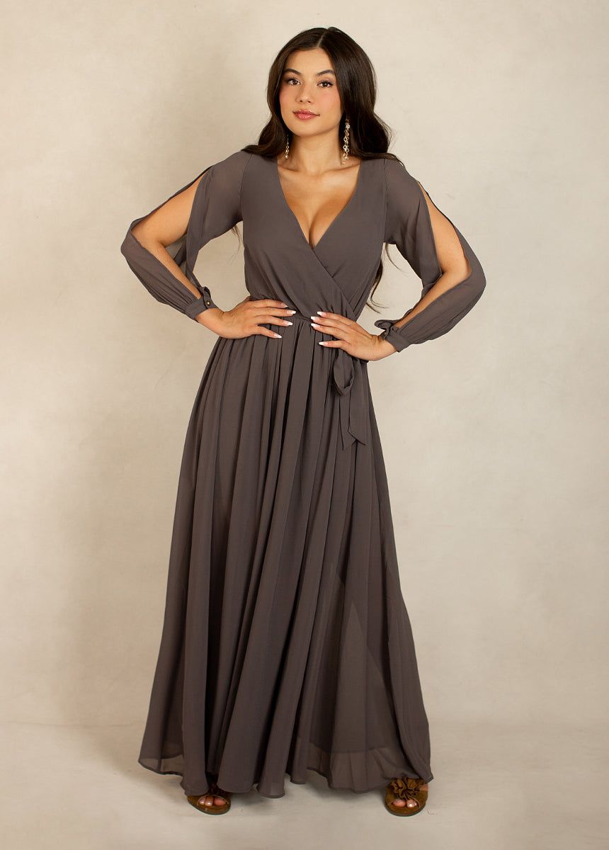Aniya Bridesmaid Dress in Charcoal sold by Joyfolie