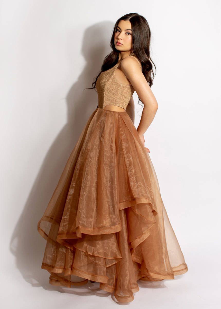 Kaya Dress in Textured Gold sold by Joyfolie product image thumbnail 2