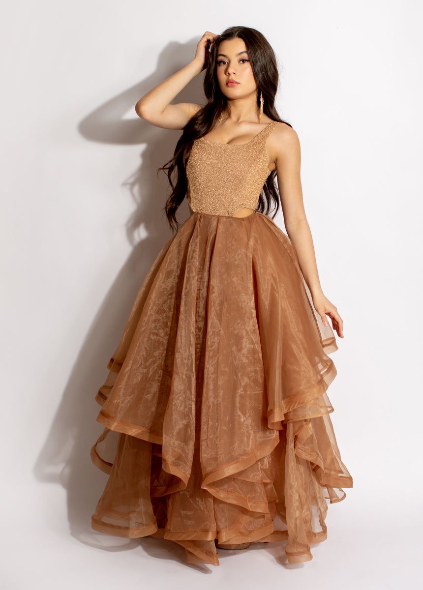 Kaya Dress in Textured Gold sold by Joyfolie product image thumbnail 5