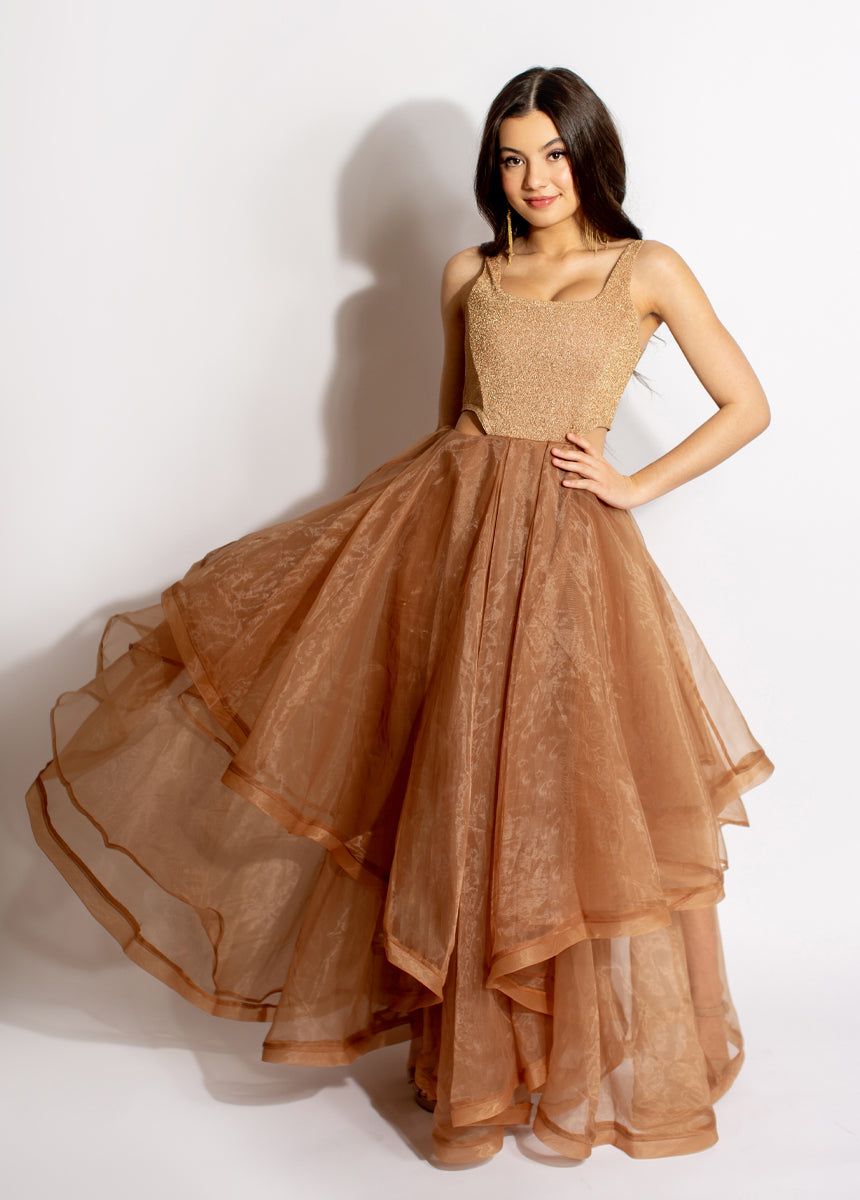 Kaya Dress in Textured Gold sold by Joyfolie product image thumbnail 3