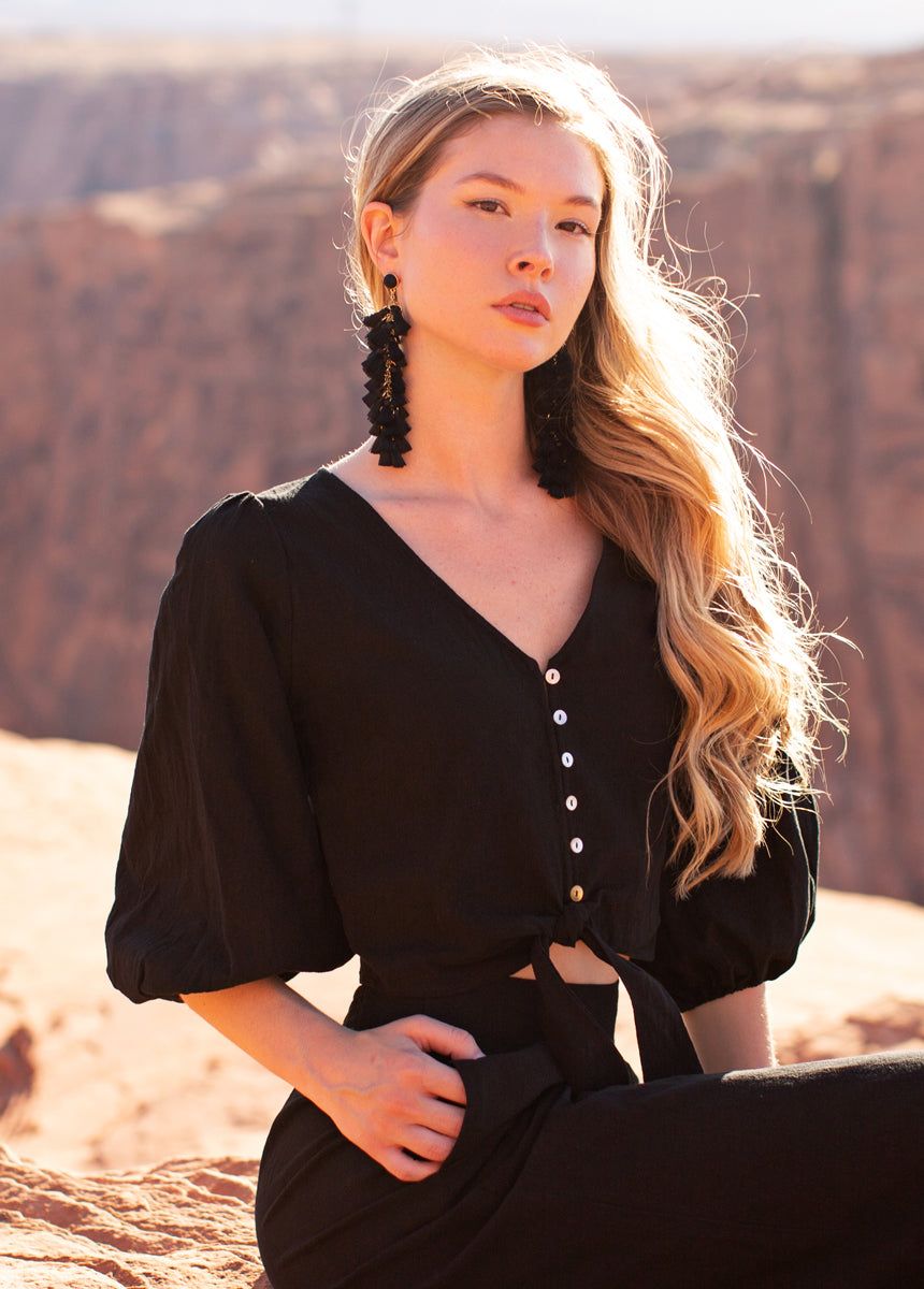 Barcelona Earrings in Black sold by Joyfolie product image thumbnail 4