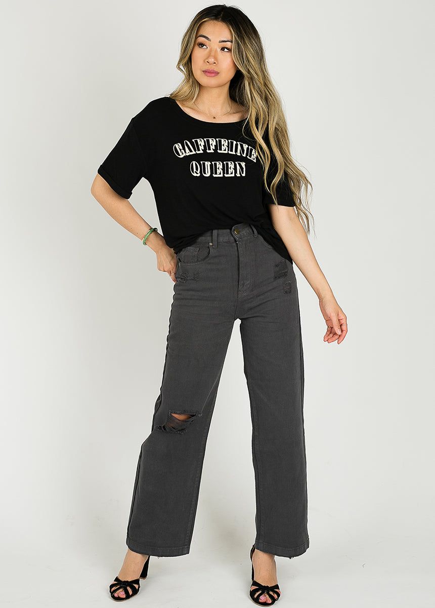 Caffeine Queen Tee in Black sold by Joyfolie product image thumbnail 2