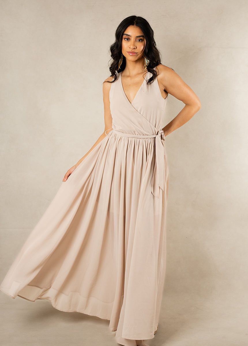 Miriam Bridesmaid Dress in Sand sold by Joyfolie
