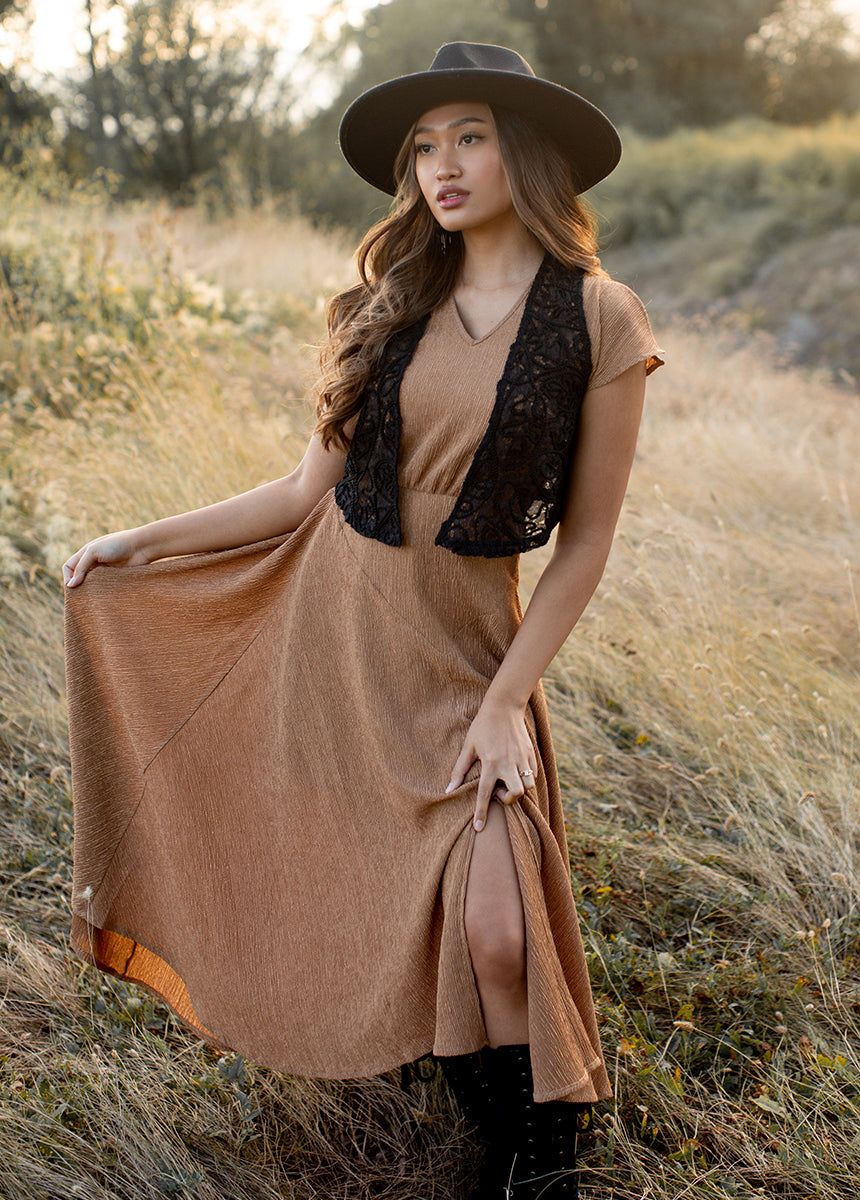 Jessah Dress in Warm Camel sold by Joyfolie product image thumbnail 4